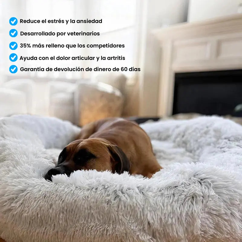Cama redonda de felpa para perros