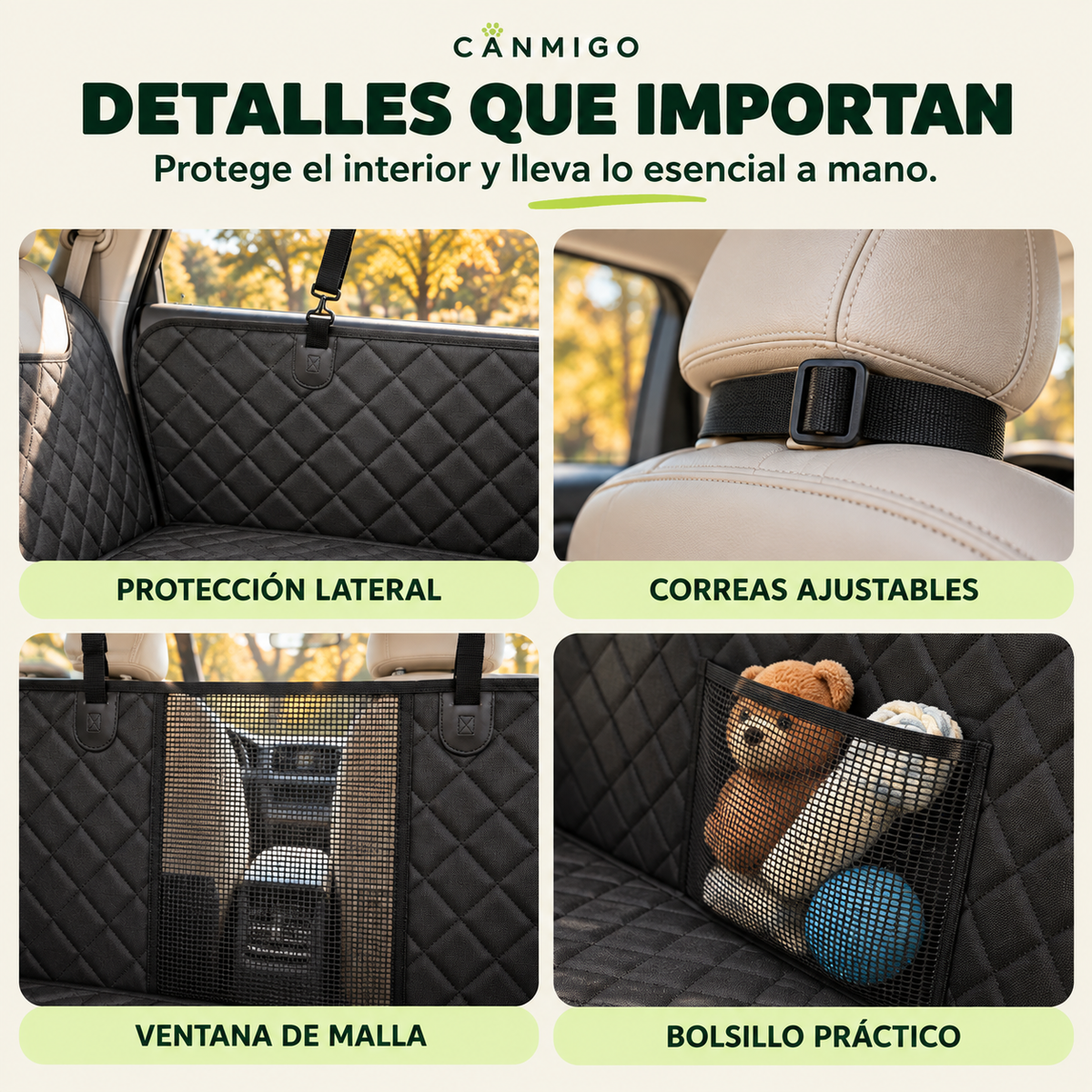 Protector de coche para perros con base rígida | CANMIGO
