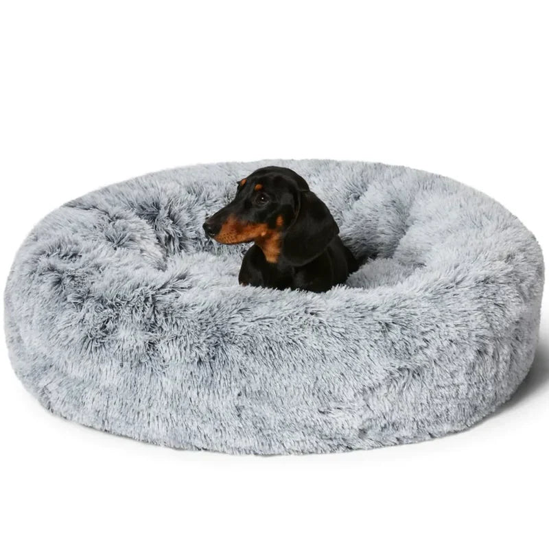 Cama redonda de felpa para perros
