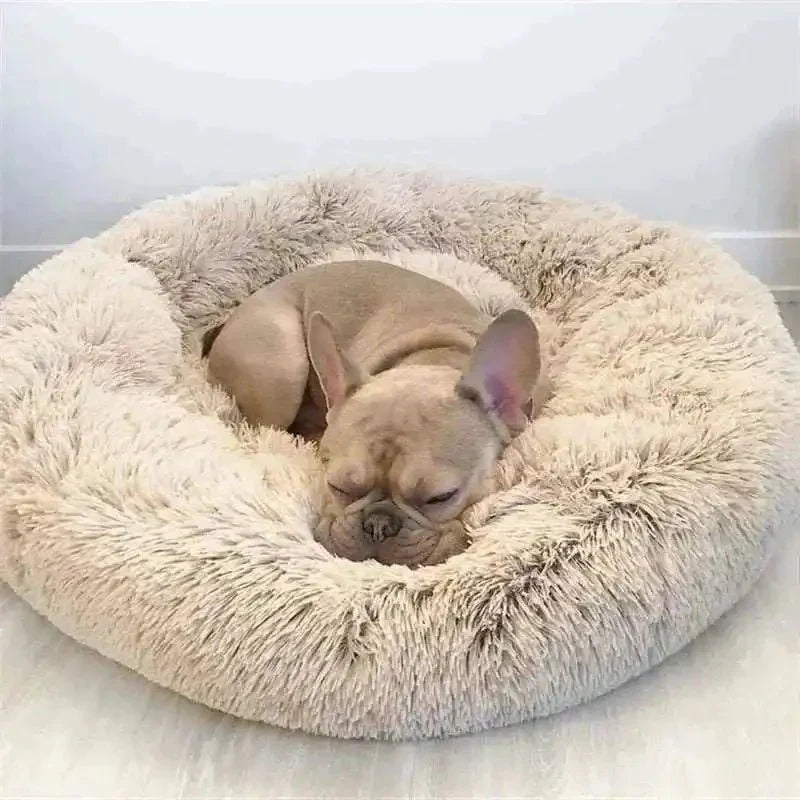 Cama redonda de felpa para perros