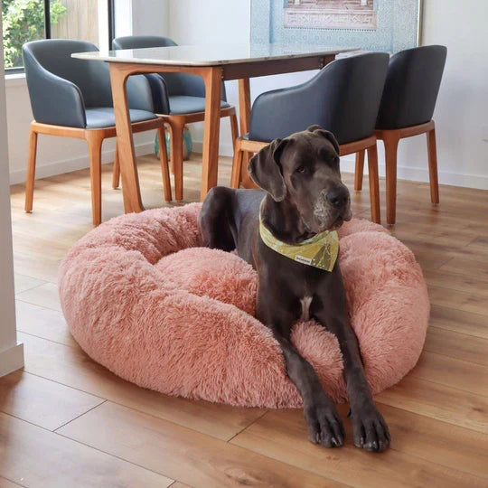 Cama redonda de felpa para perros